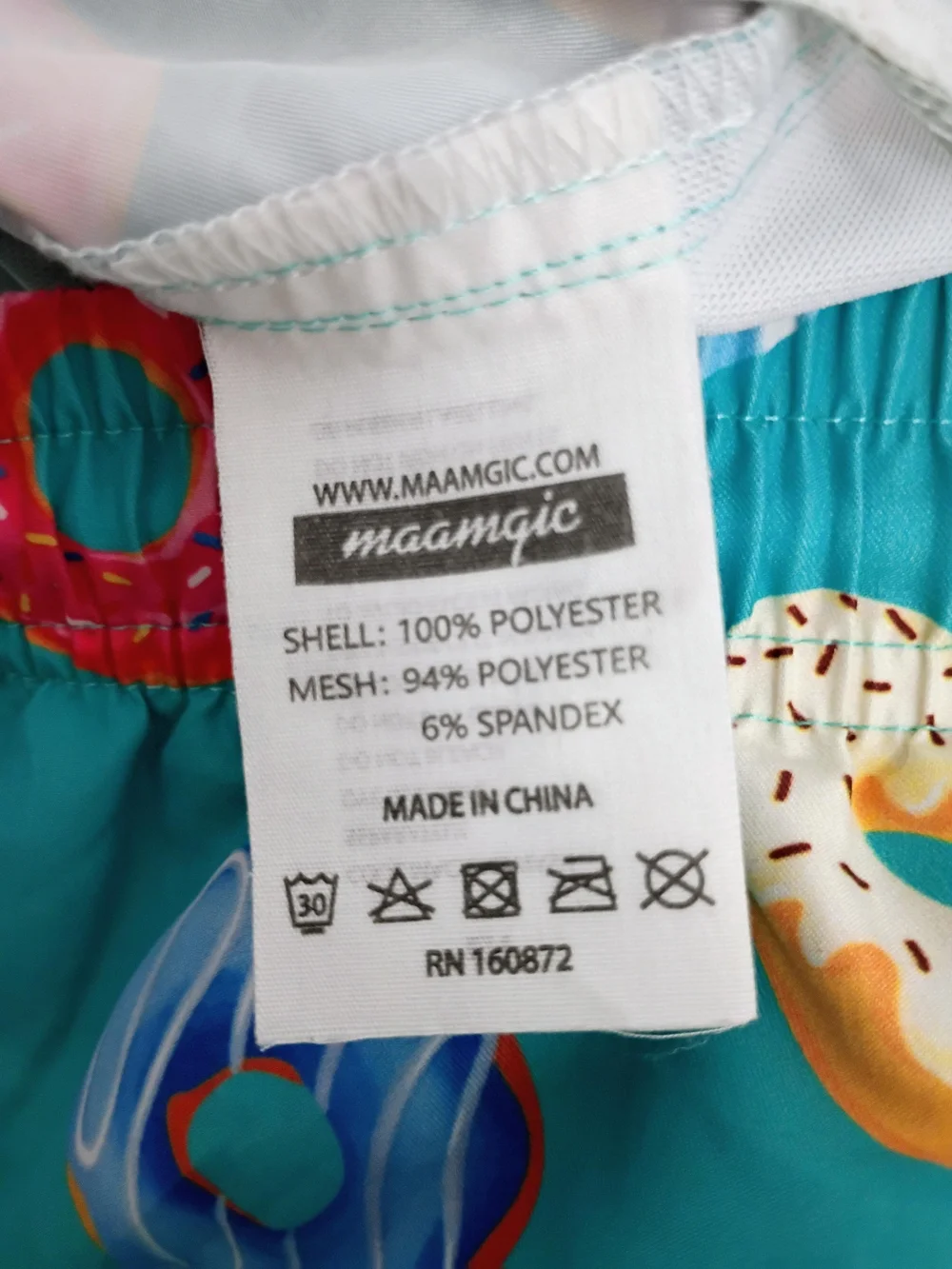 Men's Teal Donut Print Swim Trunks